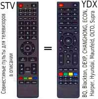 Пульты YDX и STV для телевизоров в описании